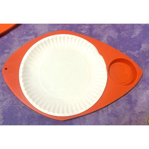 Set of 8 Vintage Retro WILPAK No. 1000 Orange Plastic Plate & Cup Holders - Picture 3 of 6